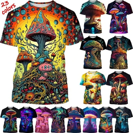 Mushroom 3D Printed T Shirt Plant Pattern Round Neck Short Sleeve Forest Fashion Casual Unisex Tops Tshirt High Quality T Shirt